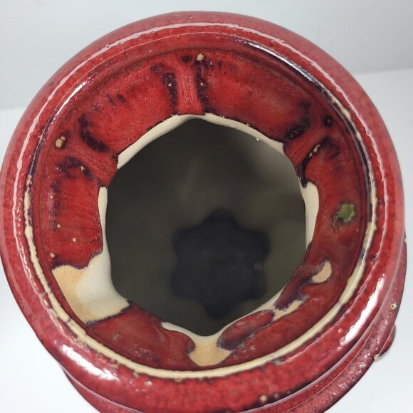 Vintage Bombay Company Burgandy Lion Ring Garden Planter Pot Vase - Picture 5 of 7